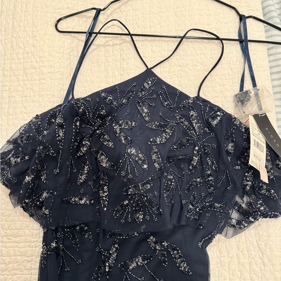 Aidan Mattox Beaded Navy Gown - Picture 4 of 8